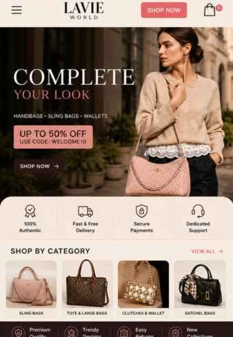 Lavie World – eCommerce Website Development by Yugta Bista Yugta Bista – Lavie World Fashion Bags eCommerce Website